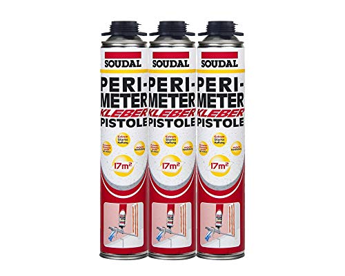 Soudal Vorteil-Set 3 x Perimeterkleber 750ml Dose selbstexpandierender Polyurethanklebstoff - einfache Montage - Perimeterdämmung - Hartschaumplatten verkleben - excellente Wärmedämmung von Soudal