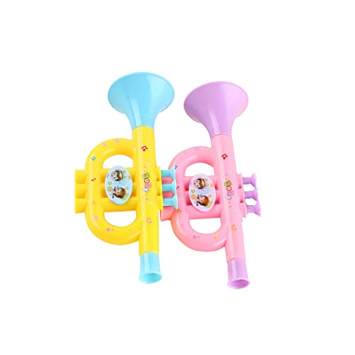 SouiWuzi 2pcs Plastik Trompete Spielzeug Babymusik Horn Hooter Spielzeug Frühes Musikinstrument Bildungsspielzeug für Kinder zufällige Farbe, Babyspielzeug Trompete von SouiWuzi