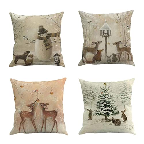 SouiWuzi Weihnachtskissen Cover Elch Pillowcase Hauskissen Cover dekorative Elch Weihnachtsbaum Schneeflocken, Weihnachtskissen Cover von SouiWuzi