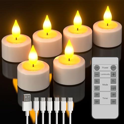 SoulBay 6 Stück Wiederaufladbare Teelichter Flackernd mit Fernbedienung und Timer, LED Teelichter Aufladbar Kerzen mit USB-C Kabel für Zimmer Wohnzimmer Saisonale Halloween Weihnachten Deko SoulBay 6 Stück Wiederaufladbare Teelichter Flackernd mit Fernbedienung und Timer, LED Teelichter Aufladbar Kerzen mit USB-C Kabel für Zimmer Wohnzimmer Saisonale Halloween Weihnachten Deko von SoulBay