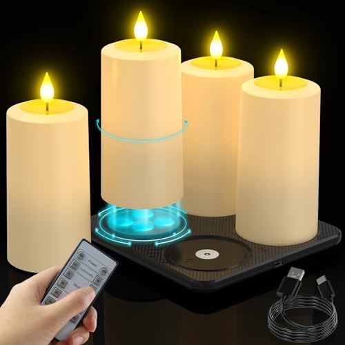 SoulBay LED Kerzen mit Timerfunction, 4er Set LED Kerzen Aufladbar Stumpenkerzen Outdoor Wasserdicht mit Ladestation Fernbedienung Flackernde Flamme für Garten Party Zimmer Halloween Deko Weihnachten SoulBay LED Kerzen mit Timerfunction, 4er Set LED Kerzen Aufladbar Stumpenkerzen Outdoor Wasserdicht mit Ladestation Fernbedienung Flackernde Flamme für Garten Party Zimmer Halloween Deko Weihnachten von SoulBay