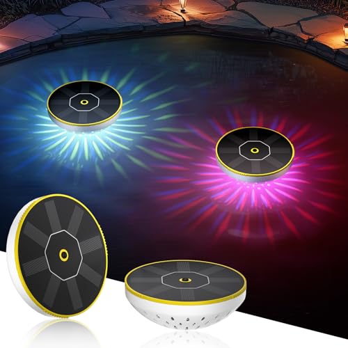 SoulBay Solar Poolbeleuchtung Unterwasser, 2 Stück RGB Bunt Schwimmende Solarleuchten Solar LED Pool Beleuchtung Licht Teichbeleuchtung IP68 Wasserdichte für Pool Teich Garten Brunnen Wasserparks Deko von SoulBay