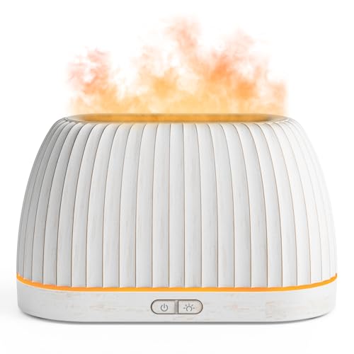 SOULORIGIN ätherisches Öl Diffuser, Flammeneffekt Aromatherapie mit 7-Farbe LED-Lichter & Auto-Shut-Out, Ultraschall-für Zuhause, 120ml Samll Duft Diffuser für ätherische Öle - Weiß von SoulOrigin