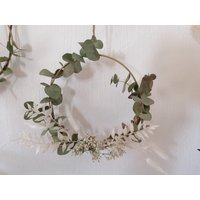 Loop Eukalypthus & Schleierkraut Türkranz Personalisiert Trockenkranz Hoop Boho Kranz Trockenblumenkranz Geschenk Hochzeit Taufe Richtfest von SoulScandiDesignLoft
