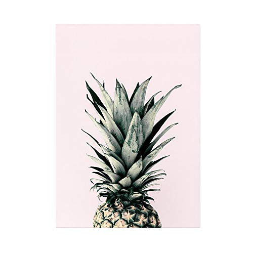 Hochwertiger Leinwanddruck mit Ananas Rosa Motiv A4 21x30cm (ohne Rahmen) - Kunstdruck Pineapple moderne Vintage Poster Obstmotiv Print Leinwandbild Leinwand Plakat Deko Bild DIN A4 von SoulSisters Living