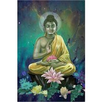 Buddha in Meditation Ölgemälde Handgemalt Auf Leinwand | Ohne Rahmen von SoulSpaze