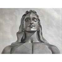 Der Adiyogi Mahadev Shiva Handgemalte Gemälde Auf Leinwand, Wandkunst, | Ohne Rahmen von SoulSpaze