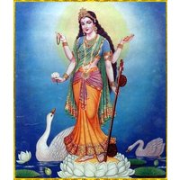 Devi Saraswati Ölgemälde Handgemalt Auf Leinwand A | Ohne Rahmen von SoulSpaze