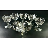 Vintage - Cordial/Cocktailgläser Libbey White Rose Gold Leaf Accent- 7Er Set von SoulTreasureGoods