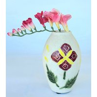 Vintage - Schöne Handbemalte Sand Strukturierte Einzigartige Formvase von SoulTreasureGoods