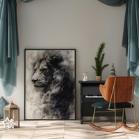 Löwenportrait Aus Rauch - Lion Poster Premium Ap3172 Animal Art Wandbild Wandbilder von SoulWallDE