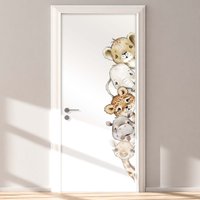 Türsticker Kinderzimmer Baby Giraffe Löwe Elefant Nilpferd Leopard Sticker Tür Aufkleber Babyzimmer Türaufkleber Selbstklebend T101 von SoulWallDE