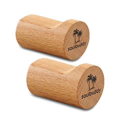 Soulbuddy Cap Haken 2er-Set - Kleiderhaken - Kappenhalter - Buche von Soulbuddy