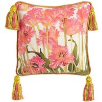 Mackenzie Childs Long Retired Pink Tulip Karo Papagei 2Er Set Kissen Mit Quasten Designer Selten von SoulcandyStore