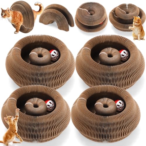 Soulchen 4 Stück Magic Organ Cat Scratching Board, Kombinierbares Katzenspielzeug für erwachsene Haustiere, interaktiver Karton Kitty Scratcher mit Glockenball, langlebig, faltbar, Akkordeon-Kratzpad Soulchen 4 Stück Magic Organ Cat Scratching Board, Kombinierbares Katzenspielzeug für erwachsene Haustiere, interaktiver Karton Kitty Scratcher mit Glockenball, langlebig, faltbar, Akkordeon-Kratzpad von Soulchen
