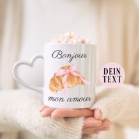 Kaffeebecher Croissant Französisch Liebhaber Geschenk Bonjour Personalisierte Tasse Schleife Becher Herz Soft Girl Teetasse Mon Amour von SoulgoodiesDesigns