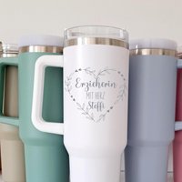 Thermobecher Erzieherin Mit Herz Personalisierte Tasse Dankeschön Kindergarten Geschenk Von Kindern An Pädagogin von SoulgoodiesDesigns