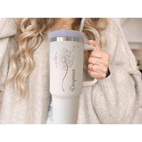 Pusteblume Cup Xxl Reisebecher Boho Personalisiert Mit Name Freundin Geschenkidee Dandelion Präsent Minimal Flower Tumbler 40Oz Gravur von SoulgoodiesDesigns