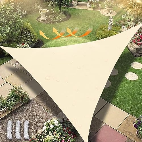 Outdoor Sonnensegel, 95% UV-beständig Patio Vordach Markise benutzerdefinierte Größe Heavy Duty Schattierungen für Garten Hinterhof, Beige, 3x3x3M von Soulitem