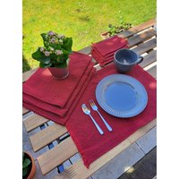 Tischsets - Recycled Cotton Table Mats Set 2 Platzsets + Untersetzer Geschirr Stoff Tischset Esszimmer Weihnachtstischdekoration von SoullytagUK