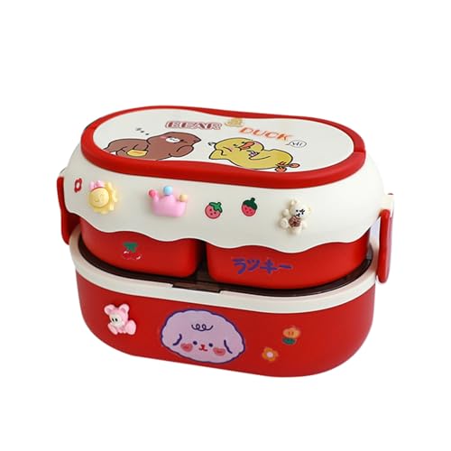 soulnioi Lunchbox für Kinder, 1700 ml, niedliches bedrucktes Kaninchen- und Bär-Design, Lunchbox mit 3D-Aufklebern für Kind und Schule, Lebensmittelbehälter mit 3 Fächern, Rot soulnioi Lunchbox für Kinder, 1700 ml, niedliches bedrucktes Kaninchen- und Bär-Design, Lunchbox mit 3D-Aufklebern für Kind und Schule, Lebensmittelbehälter mit 3 Fächern, Rot von soulnioi