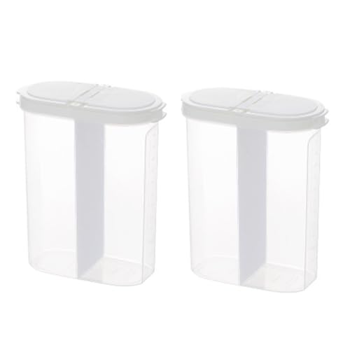 Soulnioi Müsli Vorratsdosen, 2er Set Frischhaltedosen Kunststoff Luftdichte Aufbewahrung 2 in 1 Praktische Küche Vorratsbehälter für Mehl, Tiernahrung, Zucker Aufbewahrung - 2.6L/Weiß von Soulnioi