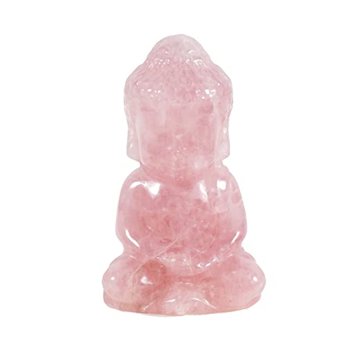 Soulnioi Natürlicher Kristall-Rosenquarz, Glück, 5,1 cm, Baby-Buddha-Statue, Ornament, spirituelle Heilung, geschnitzte Steinfigur, Geschenke für Glück, Heimbüro-Dekoration von Soulnioi