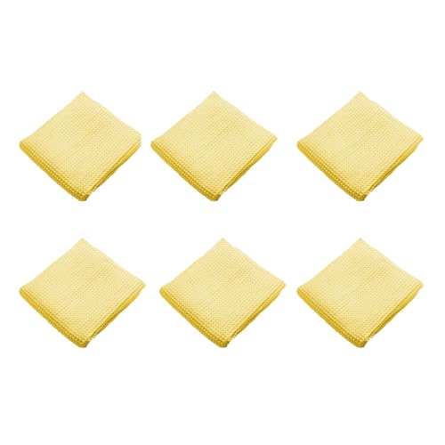 Soulnioi Waffel-Küchen-Geschirrtücher, Mikrofaser-Reinigungstuch, weiche und saugfähige Geschirrtücher, wiederverwendbare Handtücher, Barhandtücher, 40 x 40 cm, 6er-Set – Gelb von soulnioi