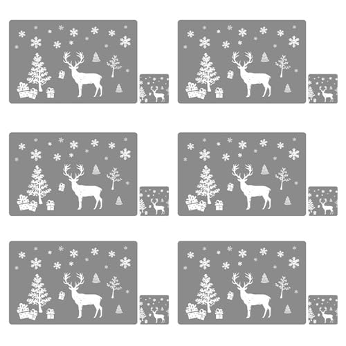 Soulnioi Weihnachtliche Tischsets und Untersetzer, 6er-Set, PVC, Weihnachtstischmatten und Untersetzer, Besteck-Set, hitzebeständig, wasserdicht, Tischsets, Tassen-Matten für Esstischdekoration, von Soulnioi