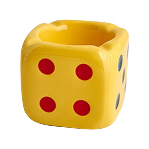 Soulnioi Würfel Keramik Zigarette Aschenbecher Retro Kreativer Aschenbecher für Innen oder Außen Einzigartiger Aschenbecher für Home Office Dekoration (Gelb) von soulnioi