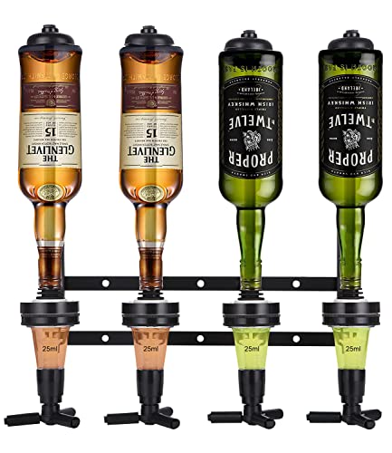 Soulpala Bar Tool Set - Flaschenhalter und Dosierer aus Aluminium für 4 Flaschen, schwarz, Bar Accessoire, Getränkespender, Cocktailbar, Schnapsspender von Soulpala