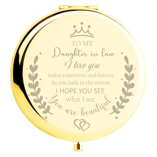 Soulpetals Kompakter Spiegel für Schwiegertochter, Geschenke von Schwiegermutter, für Hochzeitstag, Geburtstag, Weihnachten (Gold) von Soulpetals