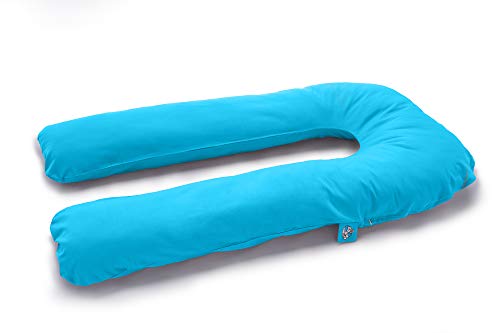 Soulpillow U-Kissen 140x80cm | Seitenschläferkissen, Schwangerschafts- & Stillkissen, Lagerungskissen | mit abnehmbarem & waschbaren Außenbezug (100% Baumwolle) | blau von Soulpillow