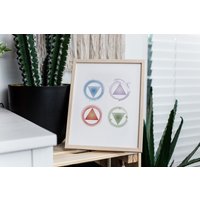 Four Elements Wall Art, Alchemy Print, Air Water Earth Fire, Yoga Magick Witchy Geometric Sacred Geometry von Soulterior