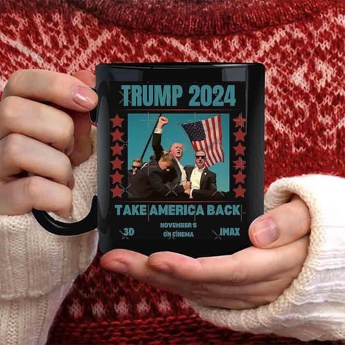 Soumiey 2024 Trump Assassination Attempt Essential Trump Shot Black Mug Trump Never Surrender Novelty Coffee Mugs Take America Back Fight Make America Great Again Coffee Mug von Soumiey