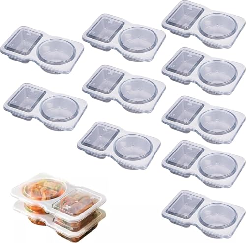 Soumiey Double Compartment Condiment Container,Double Condiment Containers with Lids,2 Compartment Snack Containers,Double Compartment Snack Containers for to-go Sauce,Sampling,Travel Snack (10pcs) von Soumiey