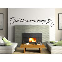 Vinyl-Wand-Kunst-Aufkleber | "Gott Segne Unser Zuhause" Housewarming-Dekor - Home Decor Vinyl-Wand-Kunst-Aufkleber | "Gott Segne Unser Zuhause" Housewarming-Dekor - Home Decor von SoundSayings