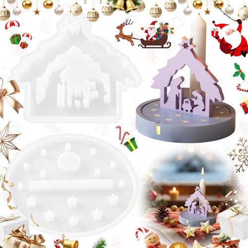 SoundZero 2 Stück Gießform weihnachten, Krippe Silikon Gießform Set, Silikon GießForm Weihnachtskrippe, Silikonform Baum Silikonform Haus mit Sockel, Kerzenhalter Gipsform SoundZero 2 Stück Gießform weihnachten, Krippe Silikon Gießform Set, Silikon GießForm Weihnachtskrippe, Silikonform Baum Silikonform Haus mit Sockel, Kerzenhalter Gipsform von SoundZero