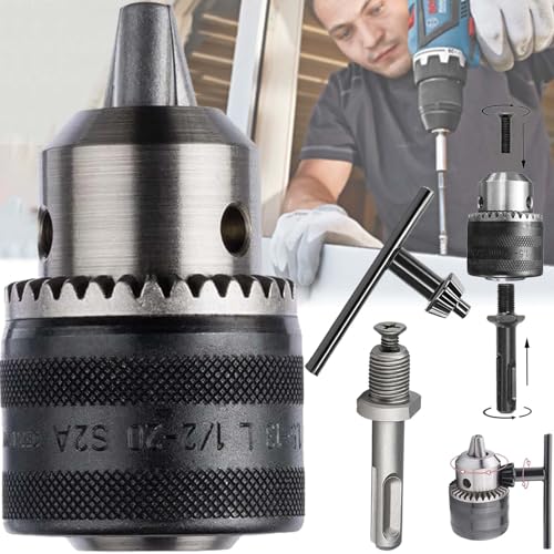 SoundZero 3 Stück Bohrfutter, 1.5-13 mm Schnellspannbohrfutter Metall, bohrfutter für schlagschrauber, Selbstspannendes Schnellspannfutter, Metall Schnellspannbohrfutter (Kommt mit 2 Zubehörteilen) von SoundZero
