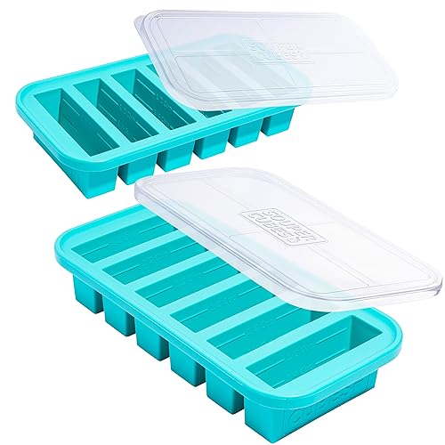 Souper Cubes 1/2 Tasse Gefriertablett mit Deckel, 2er-Pack, ergibt 12 perfekte 1/2 Tasse Portionen, Pesto, Salsa oder Sauce einfrieren von Souper Cubes