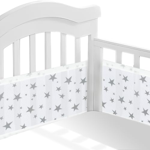 Sour Lemon Baby Nestchen Bettumrandung 2 PCS Bettumrandung Babybett Babybett Leitplanke 3D Mesh Futter, Atmungsaktive Krippenumrandung für Cot Bed, Baby Crib Encloses Anti Airflow (Stern) von Sour Lemon