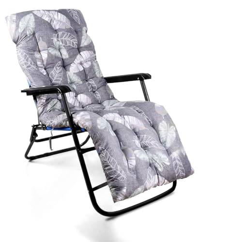 Sour Lemon Bankkissen, Sitzkissen für Sonnenliege, Gartenstuhl, dick, Ersatz-Kissen für Gartenliege, rutschfest, für Veranda, Schaukel, Terrasse, Rasen (graues Blatt, 120 x 48 x 12 cm) von Sour Lemon