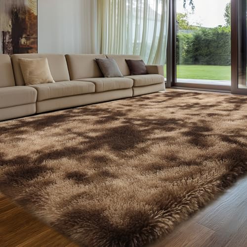 Sour Lemon Hochflor Teppich Braun Teppich Wohnzimmer 240x340 Waschbar Anti-Rutsch Extra Große Teppiche Schlafzimmer Flauschige Moderne Teppiche Matte Teppichen für Schlafzimmer Kinderzimmer von Sour Lemon
