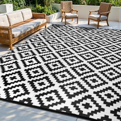 Sour Lemon Großer Outdoor Teppich Wetterfest, Balkon Teppich Wasserfest, Rutschfester Outdoorteppich, UV-Beständige Gartenmatte Für wasserdichte 150x240cm von Sour Lemon