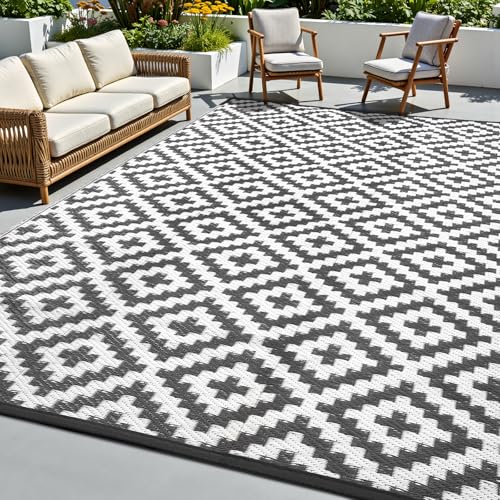 Sour Lemon Großer Outdoor Teppich Wetterfest, Balkon Teppich Wasserfest, Rutschfester Outdoorteppich, UV-Beständige Gartenmatte Für Terrasse Camping Picknick Wohnzimmer 180X270cm von Sour Lemon