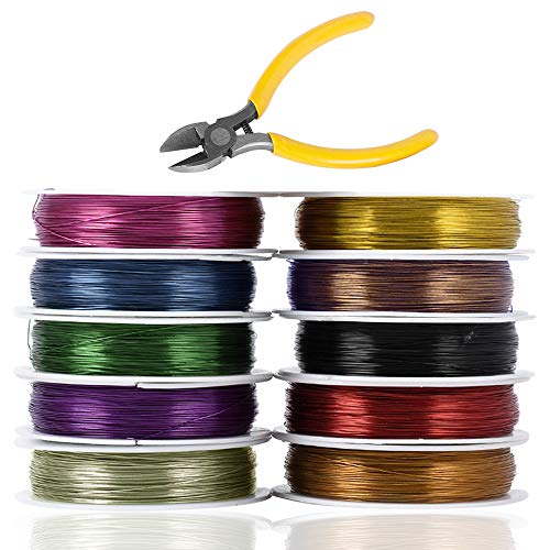 10er Pack Schmuck Perlendraht mit Schneidezange, SourceTon Craft Wire Schmuck Perlendraht Anlaufbeständiger Kupferdraht für die Schmuckherstellung (26 Gauge) von SourceTon
