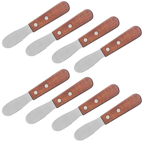 8er Packung Edelstahl Straight Edge Breitbutterstreuer mit Holzgriff, SourceTon Sandwich Frischkäse Würzstreuer 5 Zoll von SourceTon