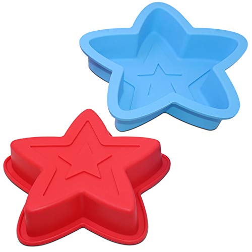 SourceTon 2 Packungen Star Shaped Backform, Silikon Kuchenform Backform für DIY Kuchen Dekorationswerkzeuge - Rot, Blau SourceTon 2 Packungen Star Shaped Backform, Silikon Kuchenform Backform für DIY Kuchen Dekorationswerkzeuge - Rot, Blau von SourceTon