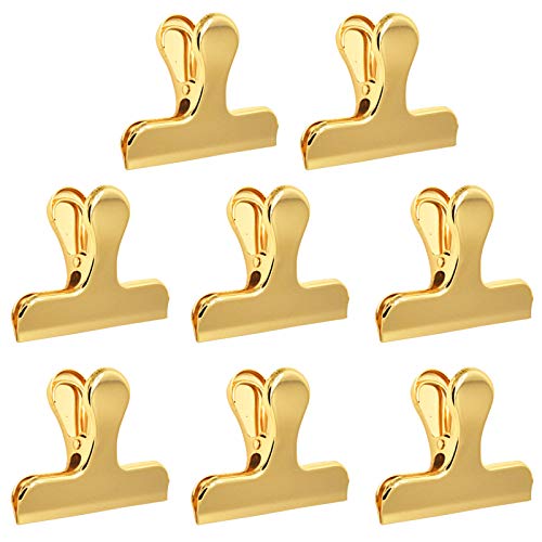 SourceTon 8 robuste Edelstahl-Tüten-Clips, 7,6 x 6,1 cm, langlebige Papierdichtung, Griff für Kaffee, Lebensmittel, Brottüten, Küche, Zuhause, goldfarben von SourceTon