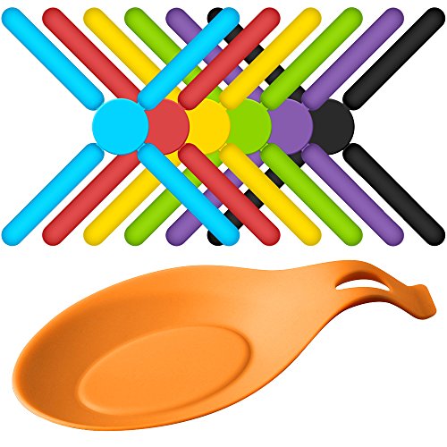 SourceTon Rutschfeste Faltbare Silikon-Untersetzer, Kreuz-Design, Niedliche Farben, Topflappen, Gratis Löffelablage/Ballon-Schneebesenablage, 6 Stück SourceTon Rutschfeste Faltbare Silikon-Untersetzer, Kreuz-Design, Niedliche Farben, Topflappen, Gratis Löffelablage/Ballon-Schneebesenablage, 6 Stück von SourceTon